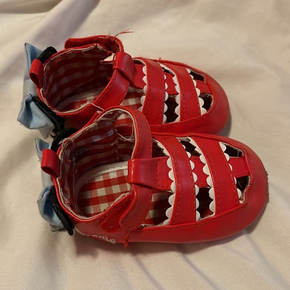 Minnie Mouse Red Sandals 6-12 Months Bow Back Disney Worn - Picture 4 of 8